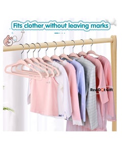 Red Dot Gift Pack of 50 Velvet Kids Hangers - Premium Childrens Hangers 14 Inch for Closet, Ultra Thin Cute Hangers Kids Clothes Hanger, Non Slip Kids Felt Hangers for Kids Clothes (Blush Pink, 50)  - Image 5
