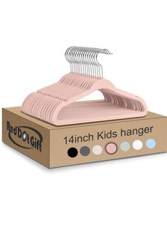 Red Dot Gift Pack of 50 Velvet Kids Hangers - Premium Childrens Hangers 14 Inch for Closet, Ultra Thin Cute Hangers Kids Clothes Hanger, Non Slip Kids Felt Hangers for Kids Clothes (Blush Pink, 50)  - Image 1