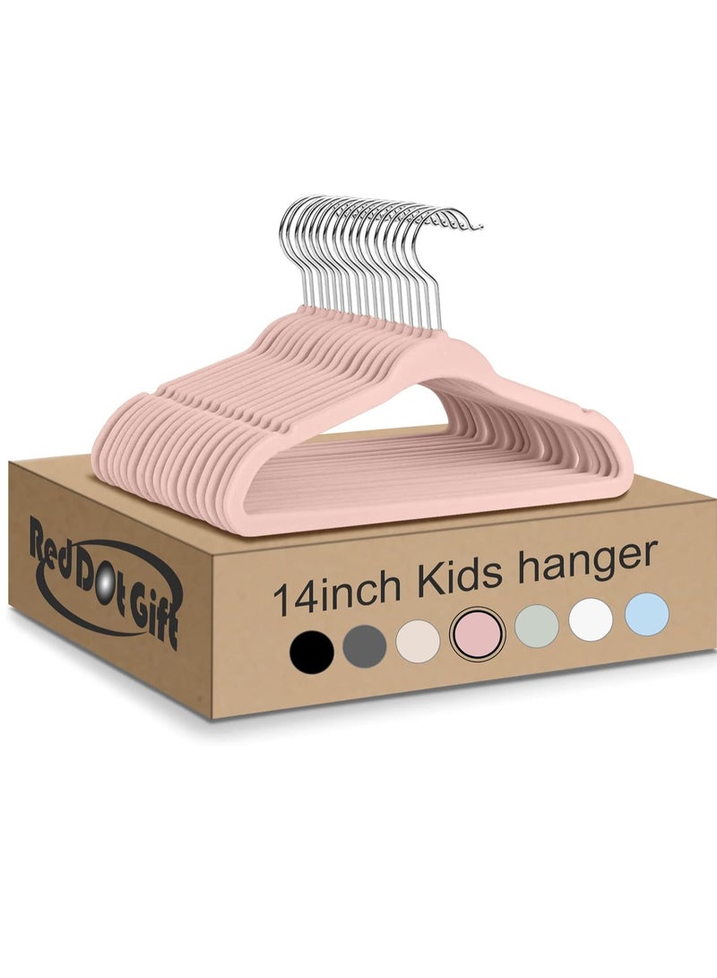 Red Dot Gift Pack of 50 Velvet Kids Hangers - Premium Childrens Hangers 14 Inch for Closet, Ultra Thin Cute Hangers Kids Clothes Hanger, Non Slip Kids Felt Hangers for Kids Clothes (Blush Pink, 50) - Image 1