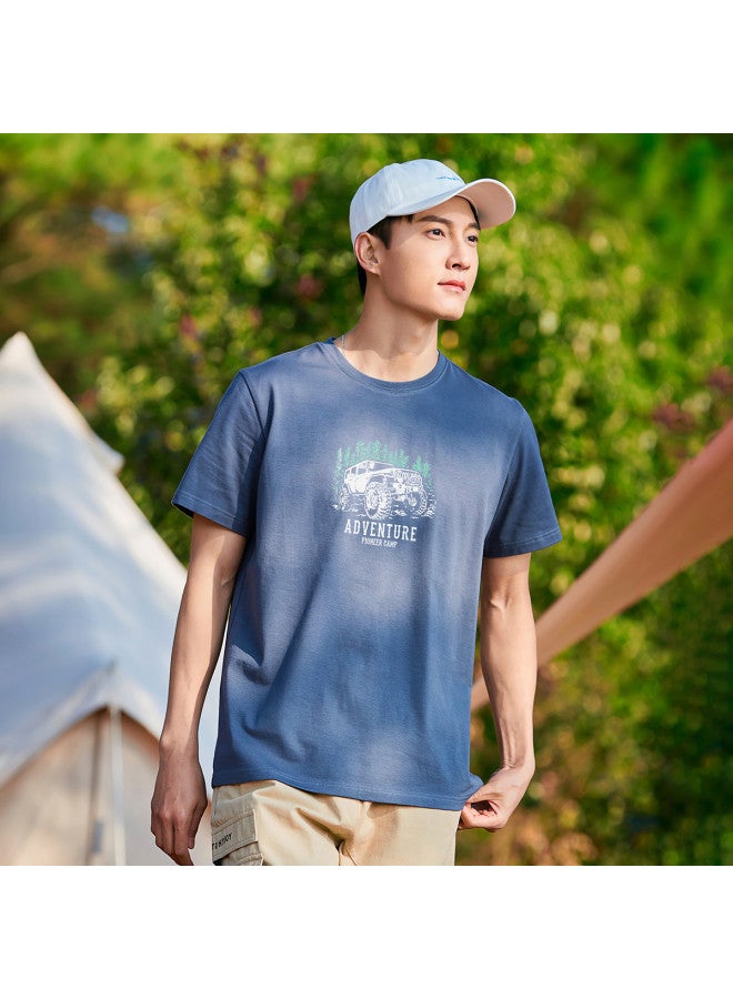 Pure Cotton Outdoor Mountain Style】loose Youth Minimalist Short Sleeve Top Sporty Casual Round Neck T-shirt - Image 4