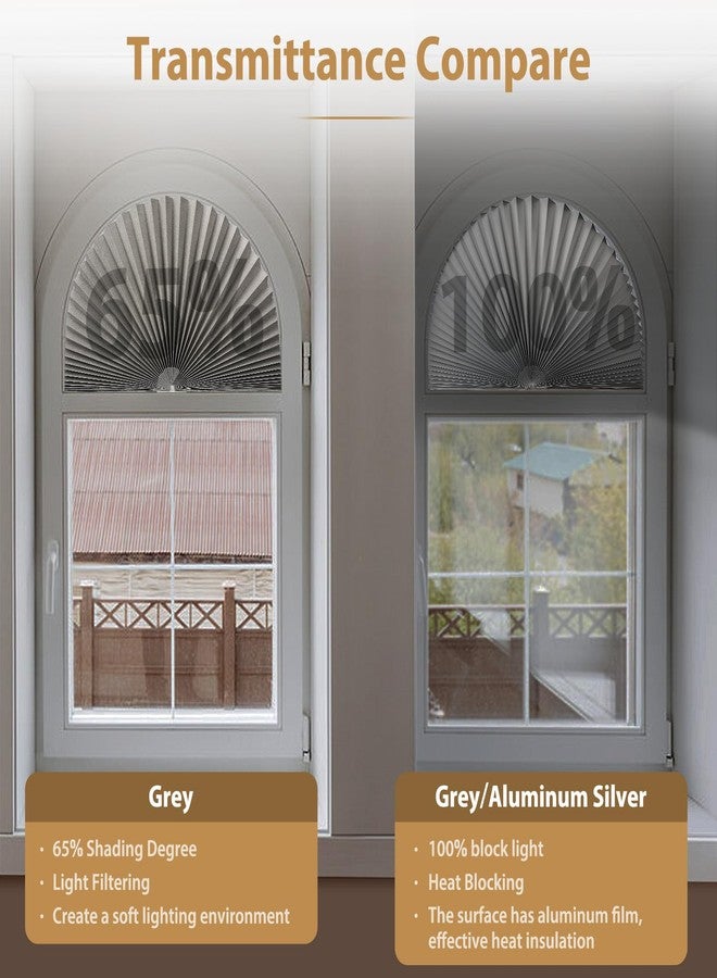 Zipcase 2 Pack Arch Light Filtering Fabric Shade fit for Perfect Half-Round Arch Windows No Tools Installation, Grey, 72” x 36” - Image 5