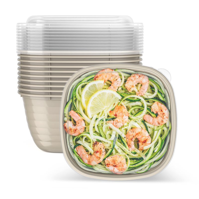 Bentgo Prep - 1-Compartment Bowls with Custom Fit Lids - Reusable  Microwaveable  Durable BPA-Free  Freezer and Dishwasher Safe Meal Prep Food Storage Containers - 10 Bowls & 10 Lids (Champagne) - Image 1