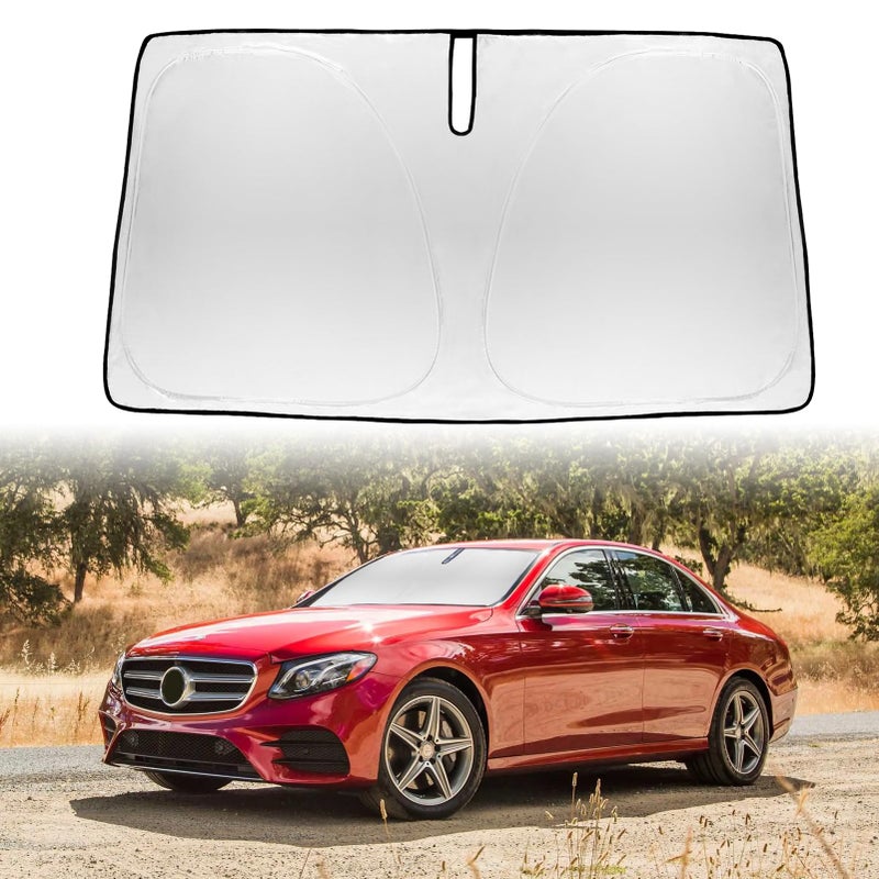 SLOGENTO Car Windshield Sunshade for Mercedes Benz SLC E-Class E200 E260 E300 E350 & for BMW 1 2 Series,Front Window Sun Shades Shield Cover Visor Protector 240T Reflective Fabric Car Accessories (S:61x29.1) - Image 1