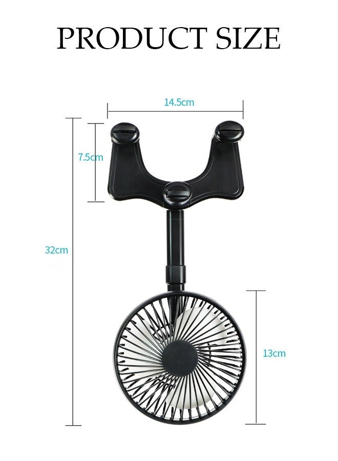 DUNISO USB Car Fan 12V for Car Interior Rear View Mirror, Adjustable Car Clip Fan, Car Essentials Car Cooler Fan with Stepless Speed Regulation for Car/Vehicle SUV, RV - Image 2