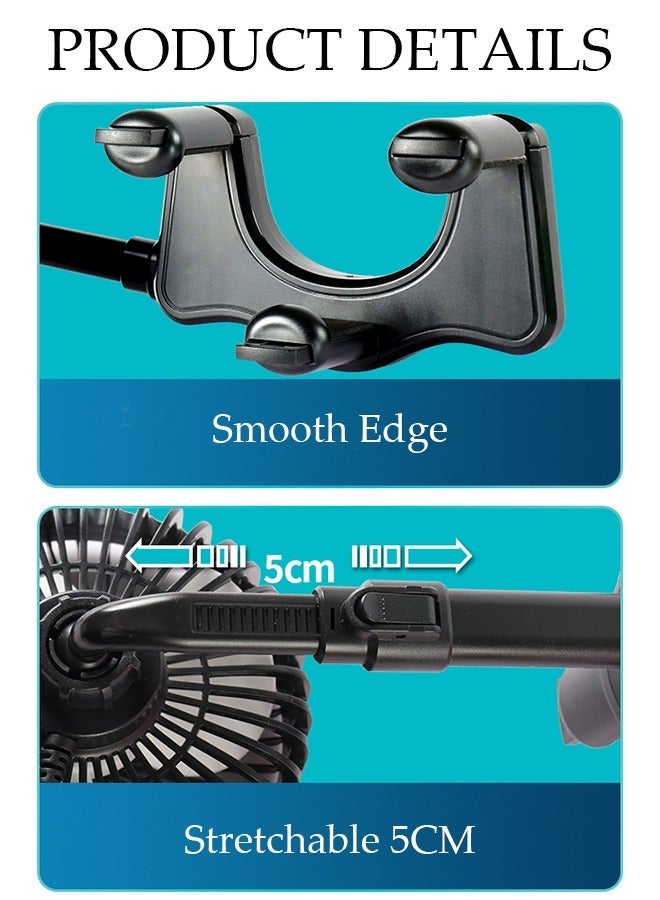 DUNISO USB Car Fan 12V for Car Interior Rear View Mirror, Adjustable Car Clip Fan, Car Essentials Car Cooler Fan with Stepless Speed Regulation for Car/Vehicle SUV, RV - Image 4