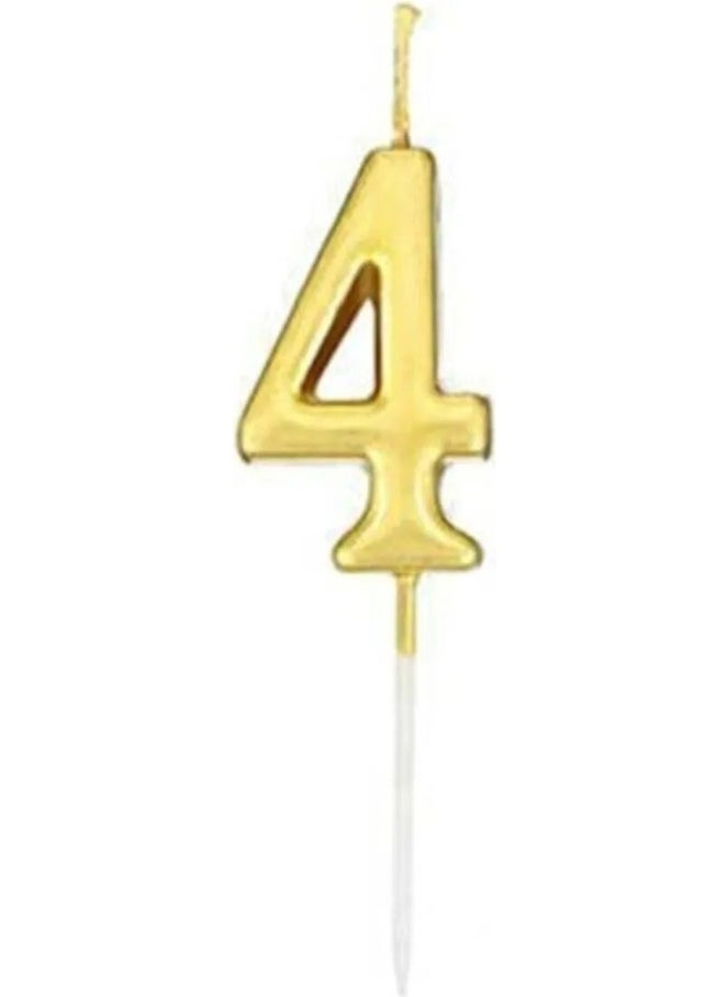4 Years Old Gold Number Candle Gold Color Birthday Cake Candle Yellow Color