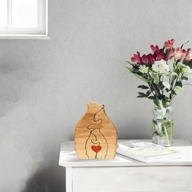 Wooden Family Puzzle: Solid Pine Wood - Personalized Engraved Names Bear Ornament for Home Decor, Family Gifting & Holiday Celebrations - Image 3