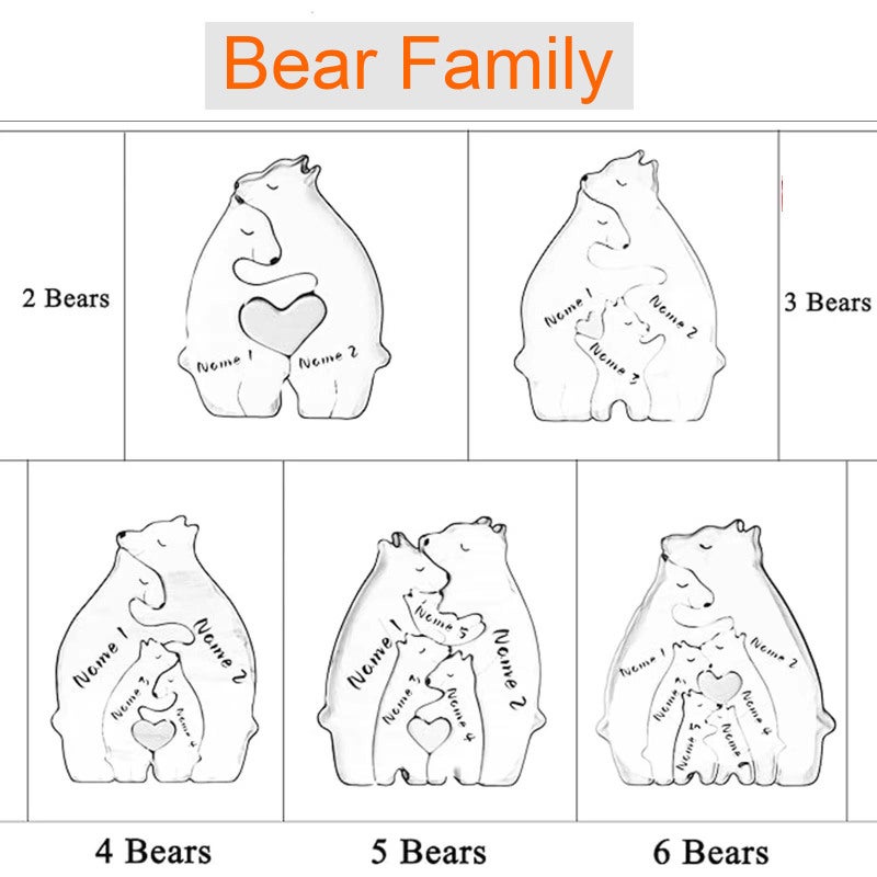 Wooden Family Puzzle: Solid Pine Wood - Personalized Engraved Names Bear Ornament for Home Decor, Family Gifting & Holiday Celebrations - Image 4