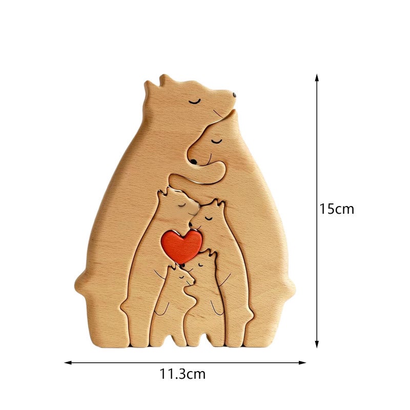 Wooden Family Puzzle: Solid Pine Wood - Personalized Engraved Names Bear Ornament for Home Decor, Family Gifting & Holiday Celebrations - Image 5