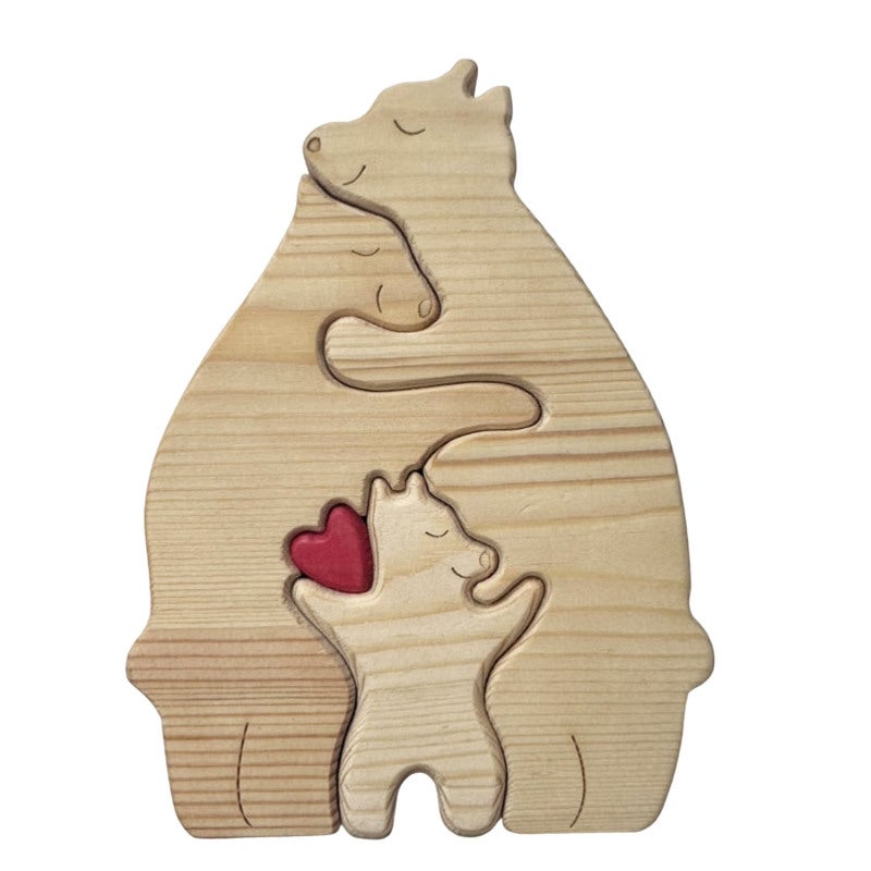 Wooden Family Puzzle: Solid Pine Wood - Personalized Engraved Names Bear Ornament for Home Decor, Family Gifting & Holiday Celebrations - Image 2