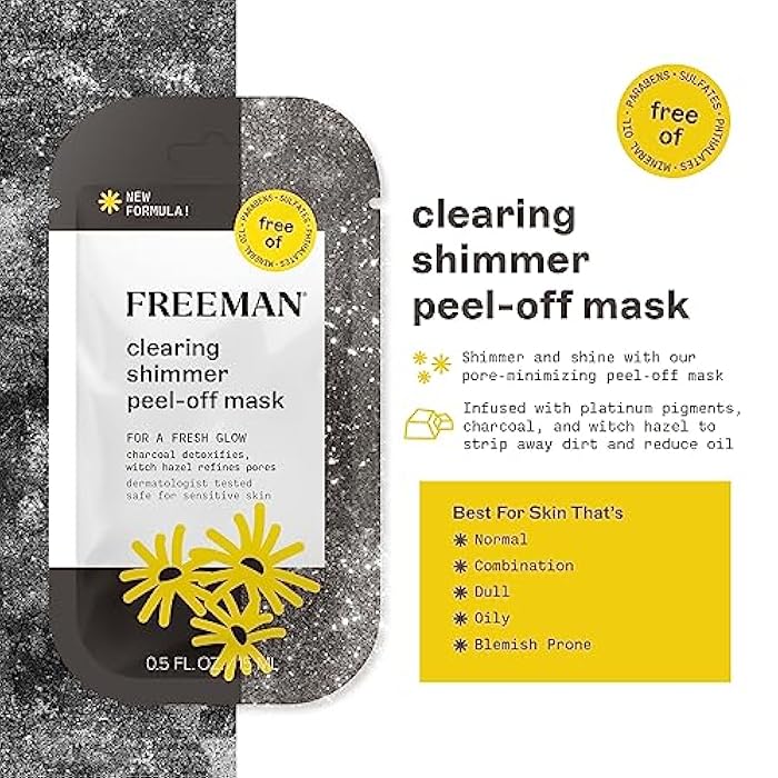 Freeman Facial Mask Variety 12 Count Bundle, Peel-Off & Clay Face Masks, Pore Clearing, Toning, Evening, & Calming Skincare, For All Skin Types, Travel Size Masks, 0.5 fl. oz./15 ml Sachets - Image 4