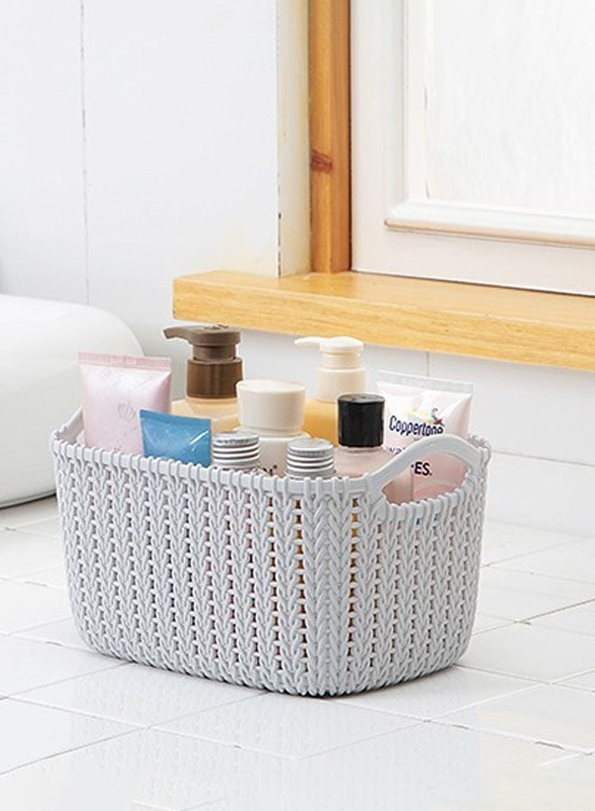 Hanayo Storage Baskets Set of 8 Plastic Storage Baskets Hollow Rectangular Storage Boxes with Handle Storage Bins for Office Bathroom Bedroom Home & Kitchen(Grey) - Image 5