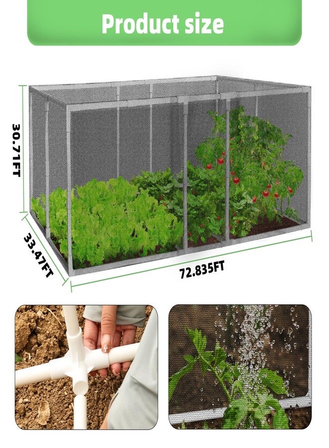 warmfarm 72 * 33 * 30 in Detachable Crop Cages for Garden, Plant Protection Tent with Garden Netting for Vegetables Fruits Flowers,Mesh Plant Covers for Outdoors (72 * 33 * 30 in) - Image 2