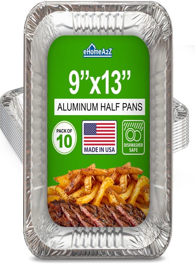 EHOMEA2Z Aluminum Pans Disposable Half Size (10 Pack) – MADE IN USA – 9x13 Heavy Duty Foil Pans, Durable & Recyclable Baking Pans, Eco-Friendly, Lightweight, Great for BBQ, Parties & Catering - Image 1