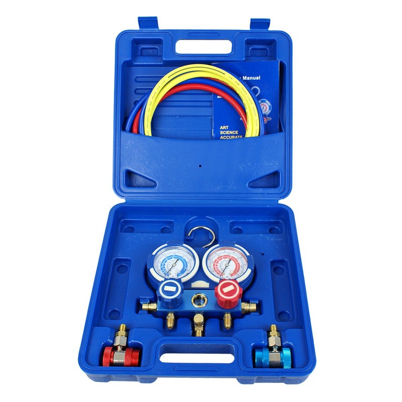 ZENY Diagnostic AC Manifold Gauge Set R134a Refrigeration Kit Brass Auto Serivice Kit 4FT wCase 14 SAE Fittings - Image 2