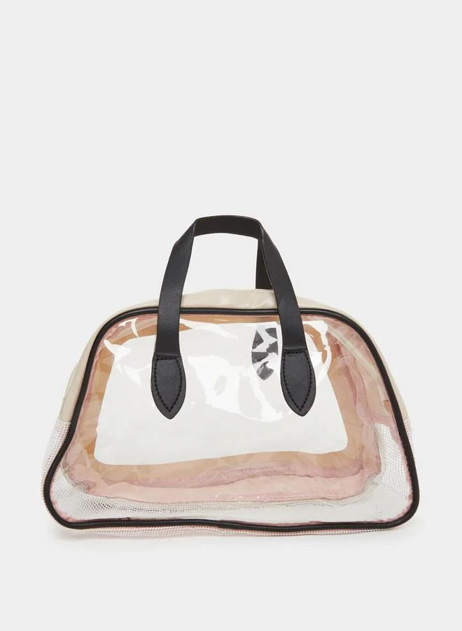 Styli Plain Clear Wash Bag with Zip Closure