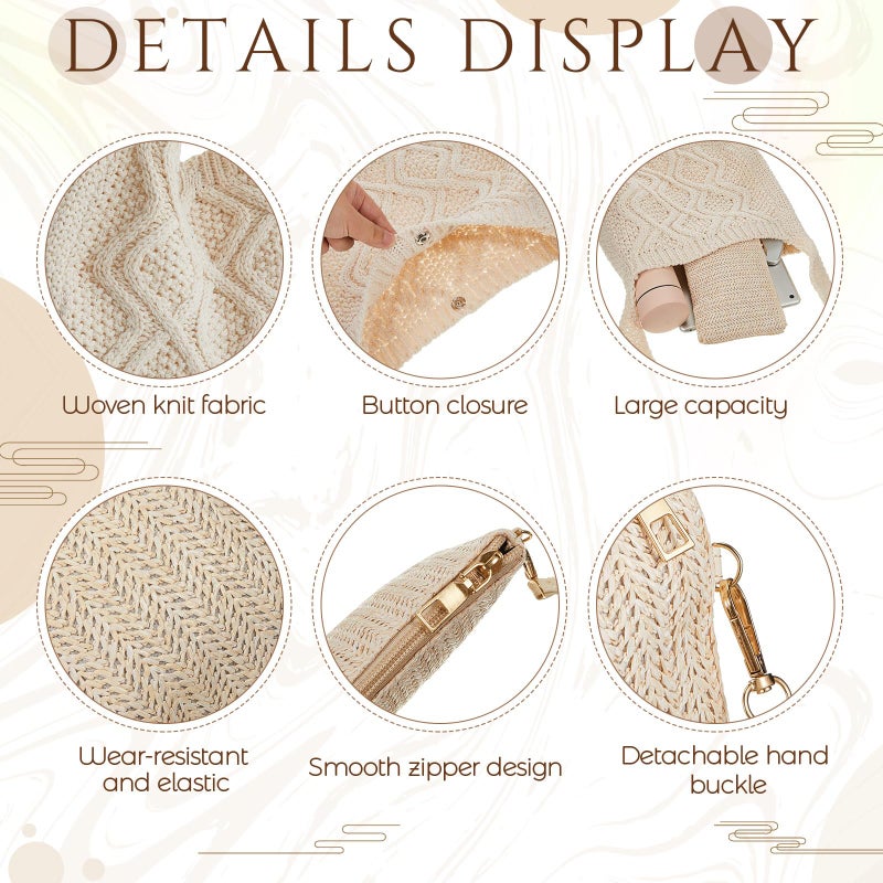 Clysee Crochet Bag for Women Crochet Tote Bag with Wristlet Wallet Bohemian Aesthetic Shoulder Handbag for Women Summer Beach(Elegant Style) - Image 4