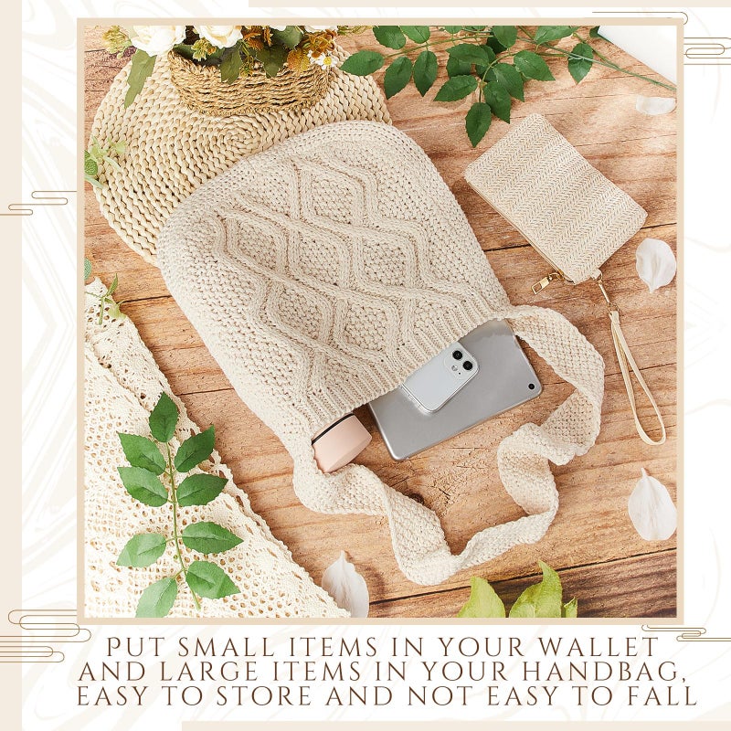 Clysee Crochet Bag for Women Crochet Tote Bag with Wristlet Wallet Bohemian Aesthetic Shoulder Handbag for Women Summer Beach(Elegant Style) - Image 5