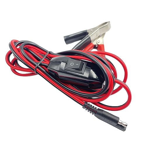 Bstenky 1Pcs 82 Feet SAE to Alligator Clips Clamps Wire Harness with OnOff Switch Quick Disconnect Extension Cord for 12V Motorcycle Car ATV UTV PumpLawn and Garden Sprayers - Image 1