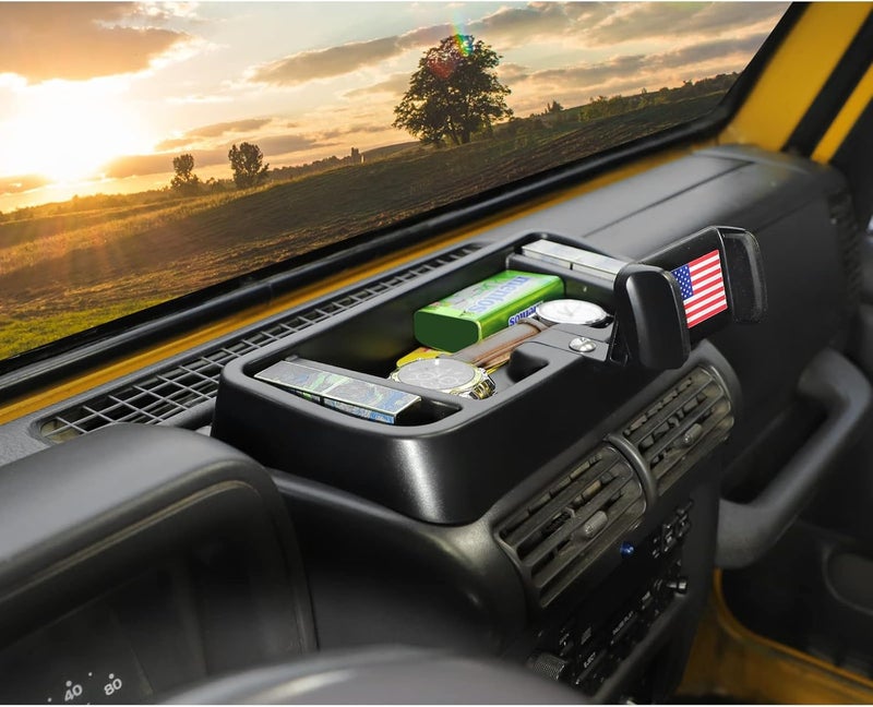 Hoolcar Dash Mount Cell Phone Holder for 1997-2006 Jeep Wrangler TJ - Black with American Flag - Image 4