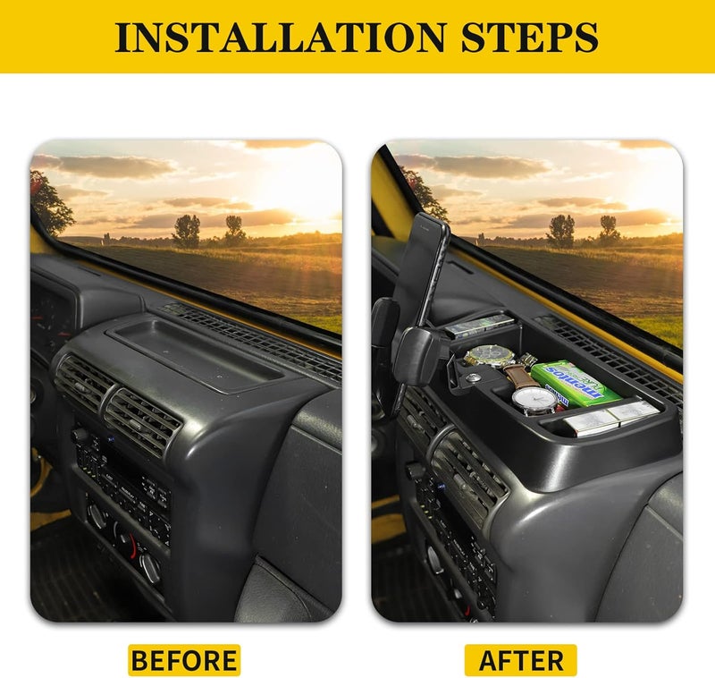 Hoolcar Dash Mount Cell Phone Holder for 1997-2006 Jeep Wrangler TJ - Black with American Flag - Image 2