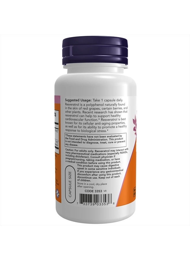 now Supplements, Natural Resveratrol 200 mg with Red Wine Extract, 60 Veg Capsules - Image 3
