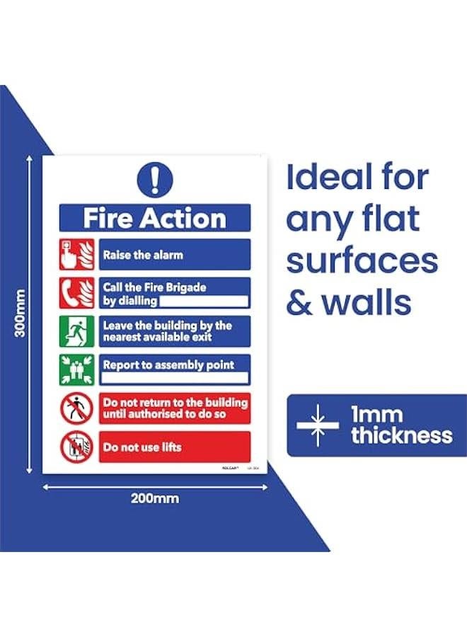 Fire Action Notice Sign Safety Fire Evacuation Procedure Sign, Fire Exit Sign with Emergency Number and Fire Alarm Guidelines in Fire Emergency, Fire Signs Pack of 5-200m x 300mm  - Image 2