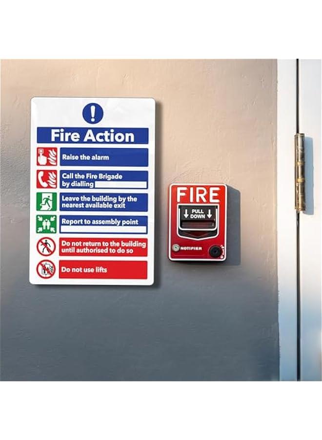 Fire Action Notice Sign Safety Fire Evacuation Procedure Sign, Fire Exit Sign with Emergency Number and Fire Alarm Guidelines in Fire Emergency, Fire Signs Pack of 5-200m x 300mm  - Image 5