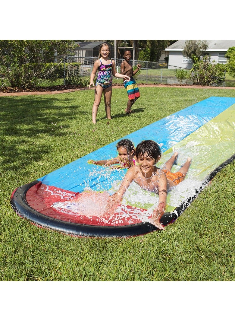 unikbebe Surf Double Water Slides with 2 Aquaplanes – 480x140cm Backyard Racing Lawn Water Slide Toy, Outdoor Garden Summer Fun for Kids, Adults & Family, Surf Splash Slip and Slide - Image 1