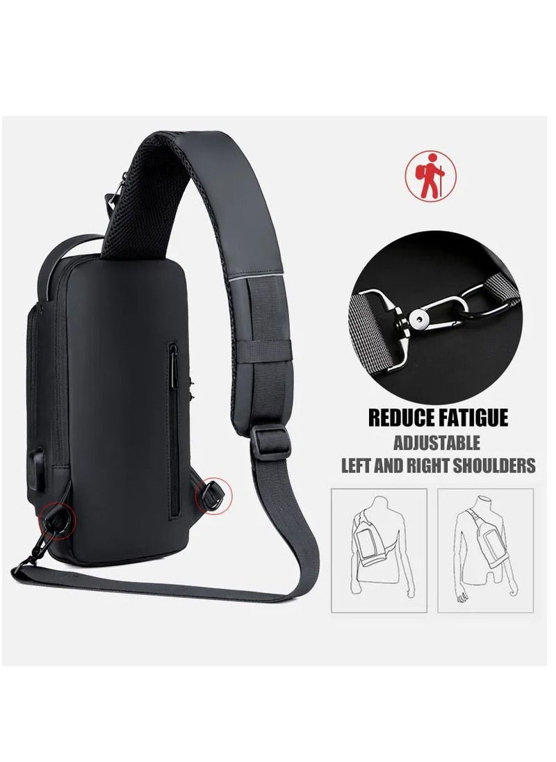 FEND Anti Theft Sling Bag with USB Charging Sport Sling Anti-Theft Shoulder Bag  Crossbody Bags Chest Daypack Black and Brown  - Image 4