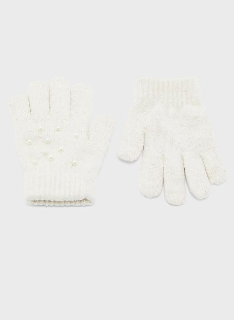 MINOTI Kids Knitted Beanie + Gloves Set