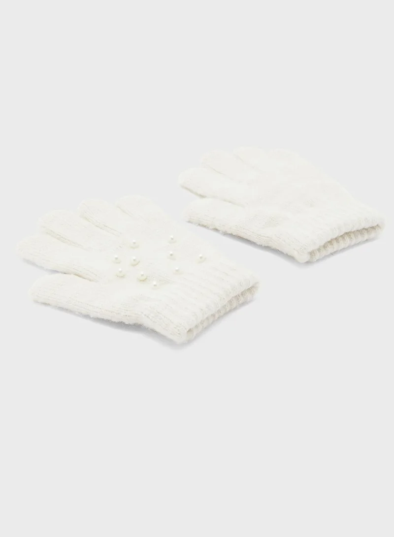 MINOTI Kids Knitted Beanie + Gloves Set