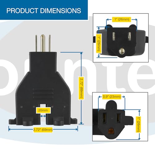 Conntek RL-30104 U.S. 3-Prong Heavy Duty Dual Outlet Adapter, Black - Image 4
