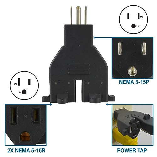 Conntek RL-30104 U.S. 3-Prong Heavy Duty Dual Outlet Adapter, Black - Image 2