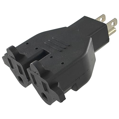 Conntek RL-30104 U.S. 3-Prong Heavy Duty Dual Outlet Adapter, Black - Image 1