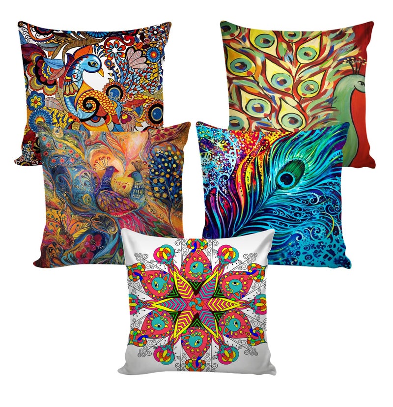 AEROHAVEN™ Set of 5 Abstract Hand Made Jute Throw/Pillow Cushion Covers - CC22 - (18 x 18 Inch) - Image 2