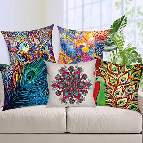 AEROHAVEN™ Set of 5 Abstract Hand Made Jute Throw/Pillow Cushion Covers - CC22 - (18 x 18 Inch) - Image 1