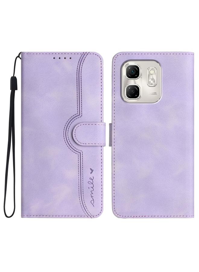 زبون جراب لهاتف Infinix Hot 50i / Smart 9 مصنوع من الجلد بنمط قلب - Image 1