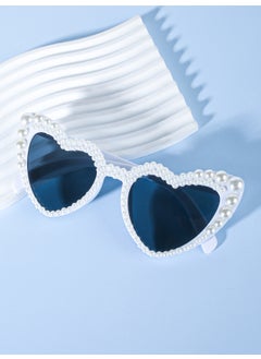 Heart-Shaped Bridal Sunglasses Pearl Fashion Party Shades Double-Row Pearls