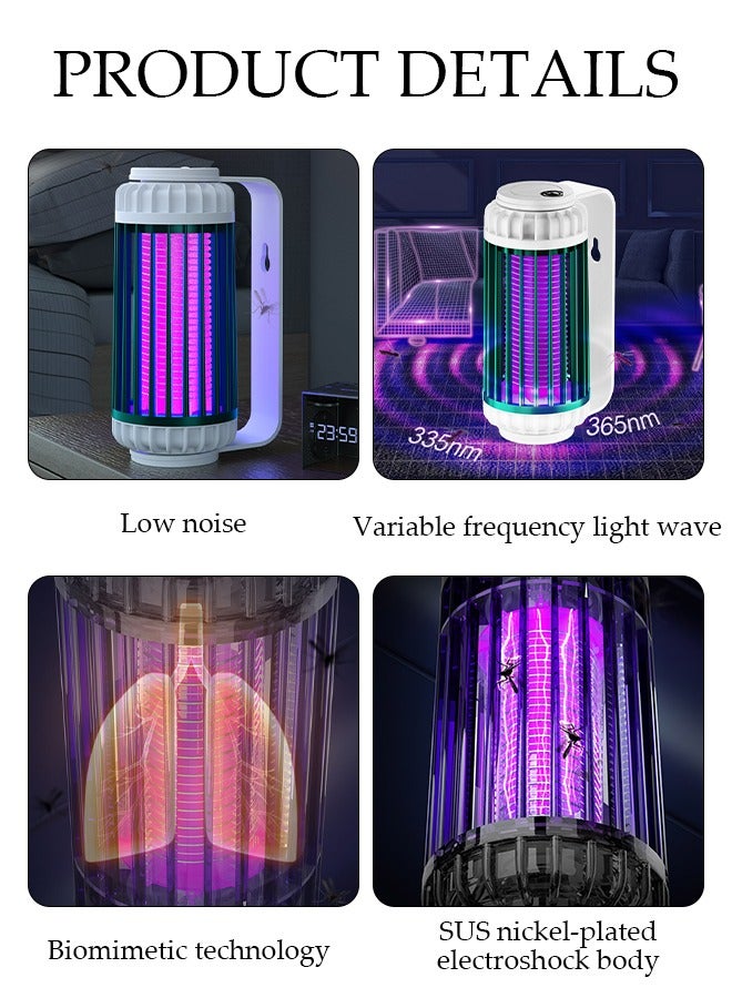 DUNISO Electric Mosquito Killer, Portable Wall Mounted USB Rechargeable Outdoor Mosquito Trap Lamp, Double Baits, Dual Mode, Ultra-Quiet, Power Saving, Indoor Mosquito Zapper, for Home Backyard Garden Patio - Image 4