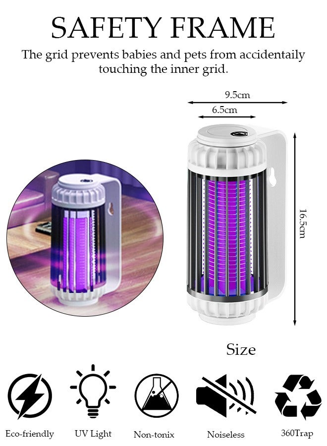 DUNISO Electric Mosquito Killer, Portable Wall Mounted USB Rechargeable Outdoor Mosquito Trap Lamp, Double Baits, Dual Mode, Ultra-Quiet, Power Saving, Indoor Mosquito Zapper, for Home Backyard Garden Patio - Image 2