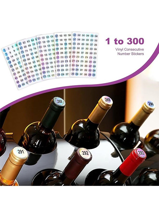 Happy D 25 sheets of 1200PCS number stickers (numbers 1-300), self-adhesive label laser stickers, waterproof round number labels, suitable for office supplies, organizing nail polish bottles, school number stickers, self-adhesive inventory storage organization label stickers - Image 5