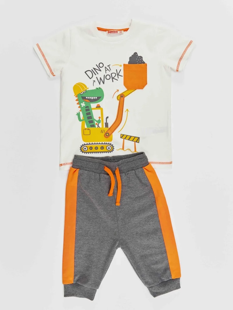 Denokids Dino At Work Boy T-shirt Capri Shorts Set