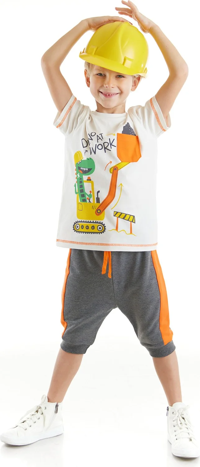 Denokids Dino At Work Boy T-shirt Capri Shorts Set