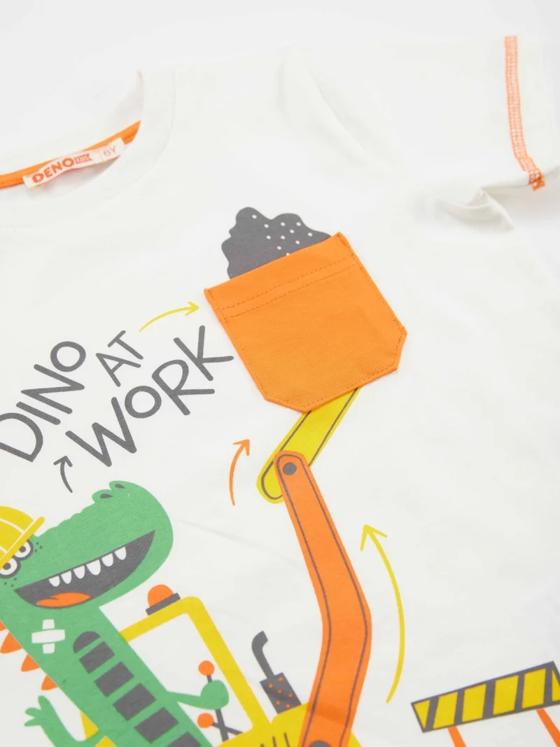 Denokids Dino At Work Boy T-shirt Capri Shorts Set