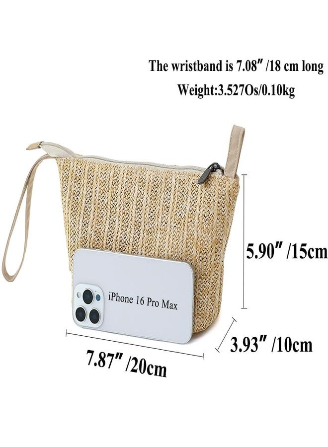 BBORGDC Original Design Woven Straw Wristlet Wallet & Clutch Bag - Large Capacity Zipper Pouch with Wrist Strap, Perfect Summer Beach Handbag for Travel, Vacation, and Gifts - Image 3