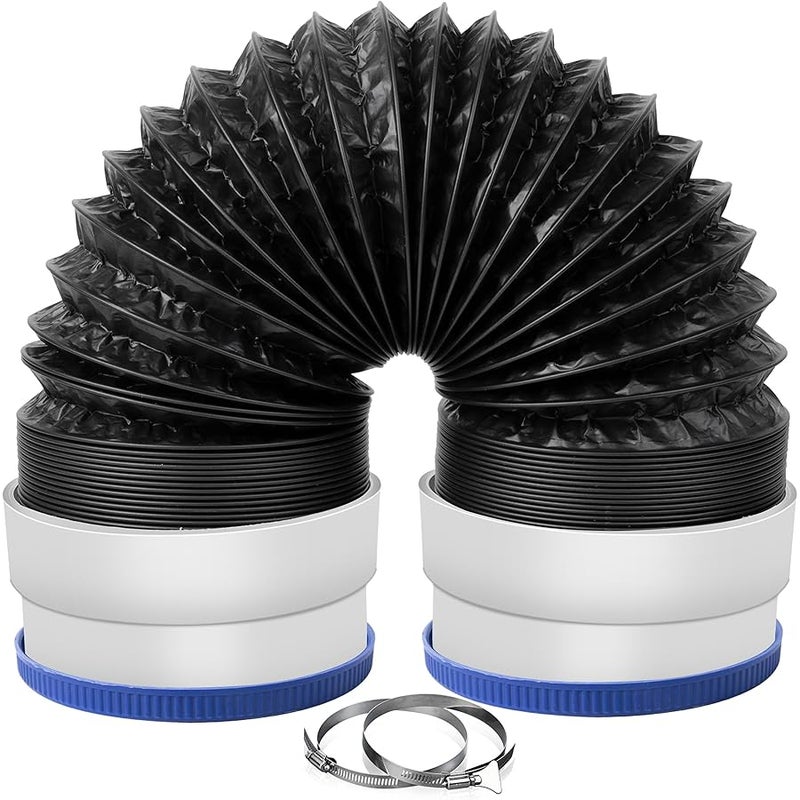 4Inch Flexible Dryer Vent Hose, 5FT 6-Layer Aluminum Dryer Duct with Rubber Seals Connectors, Heat-Resistant Exhaust Hose for Tight Spaces, Universal Dryer Hose Vent Kit - with 2 Clamps - Image 1
