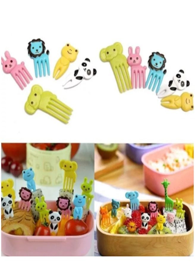 fashionhome 10 قطع من شوكة طعام الفاكهة على شكل حيوانات لطيفة للأطفال - Image 5