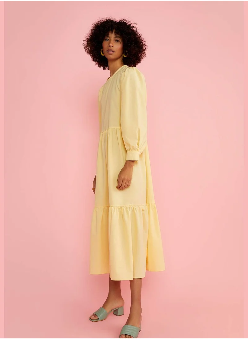 DeFacto Regular Fit Long Sleeve Maxi Dress