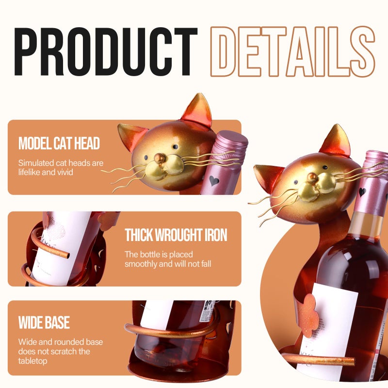Drincarier Cat Decor Wine Holder Wine Rack Wine Bottle Holder Wine Cat  Cat Gifts for Cat Lovers - Image 5